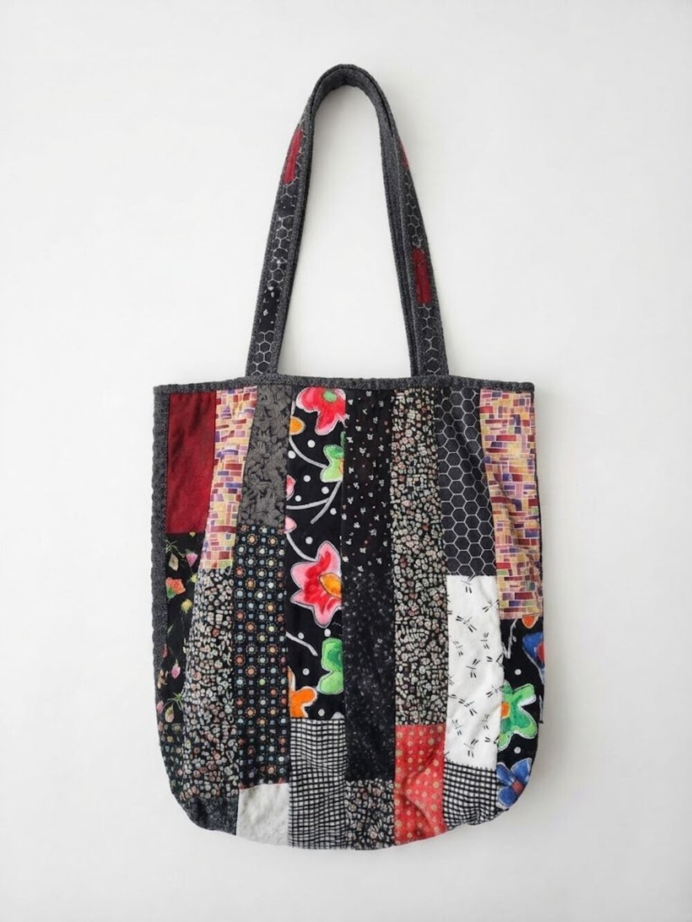 Black Floral Granny Patchwork Tote